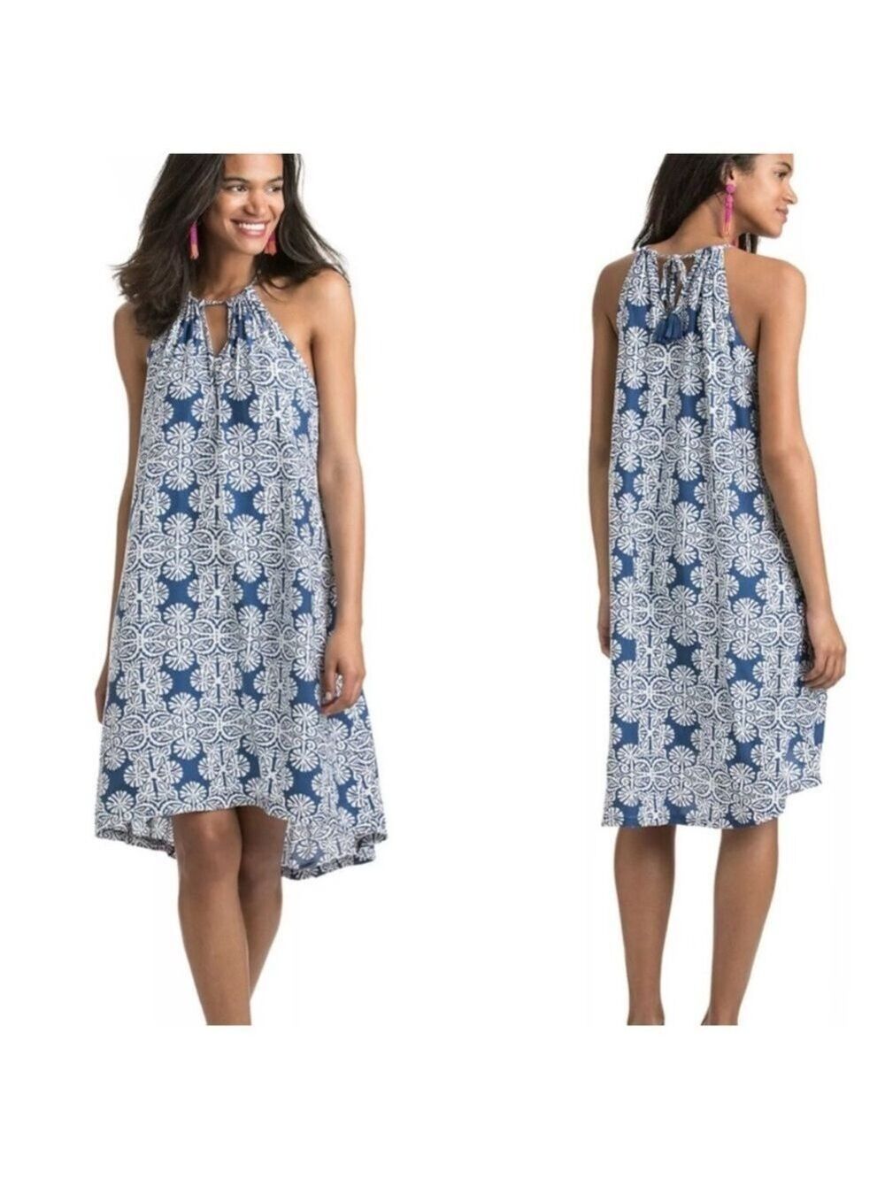 Vineyard Vines Blue and White Asymmetrical Dress halter Size 0